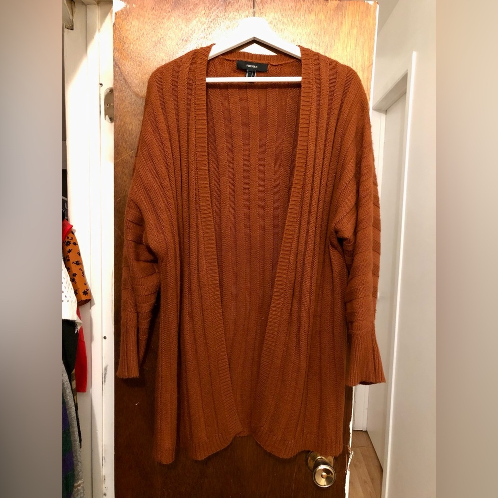 Women's Rust Long Cardigan Sweater